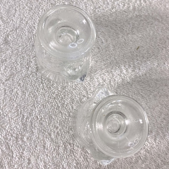 Vintage Clear Glass Chicken Shaped Egg Cups Shot Glasses x2 - Picture 5 of 9